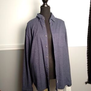 Laguna Large Men Button Down Shirt Navy Blue Cotton Polyester Blend Comfy Mens